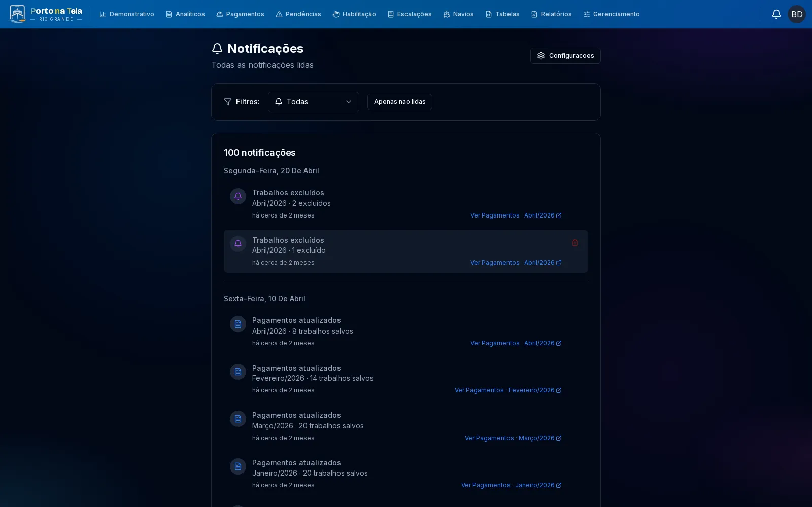 Tela real do app — Notificações