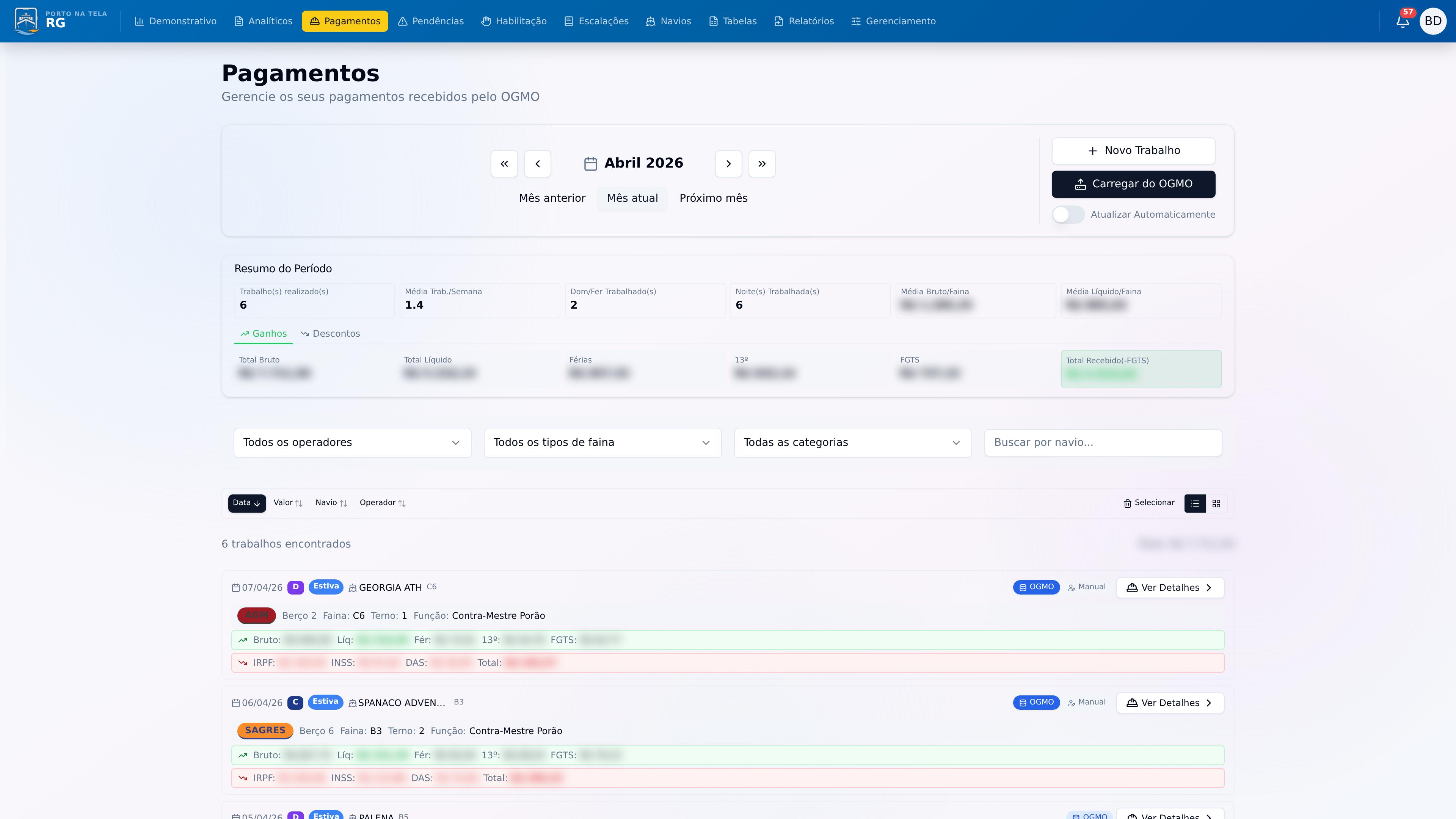 Screenshot: Controle Demonstrativo de Ganhos Extremamente Completo